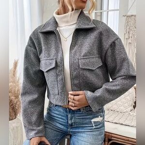 Gray cropped Zip-Up Jacket